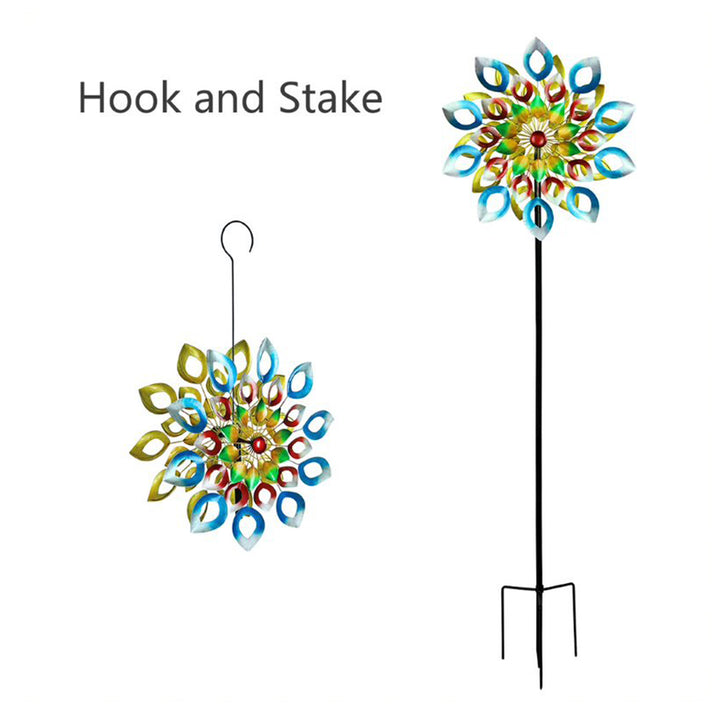 Hourpark Rainbow Series Outdoor Decor Fading Flower Wind Spinner (Open Box)