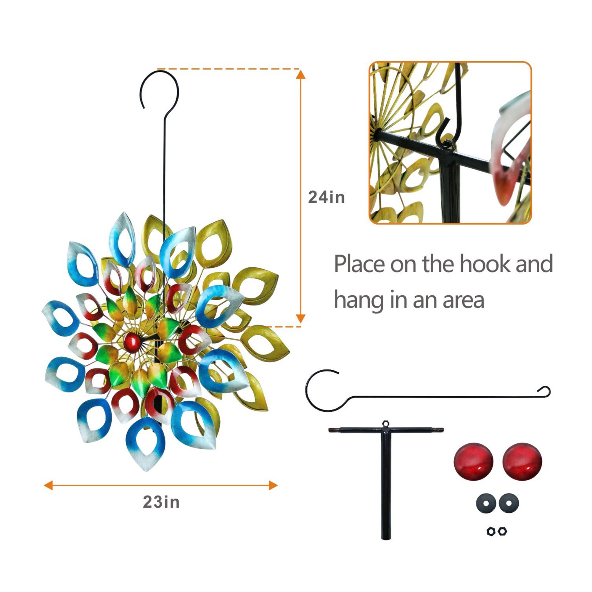 Hourpark Rainbow Series Outdoor Decor Fading Flower Wind Spinner (Open Box) - VMInnovations
