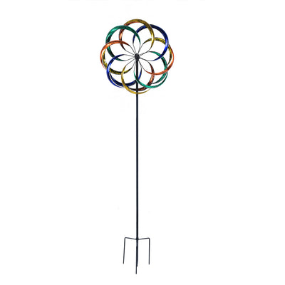 Hourpark Outdoor Garden Lawn Yard Art Decor 8 Circle Wind Spinner (Open Box) - VMInnovations