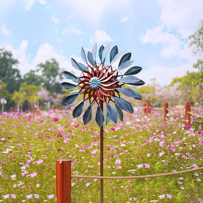 Hourpark 84 Inch Outdoor Sunflower Yard Art Garden Wind Spinner (Open Box)