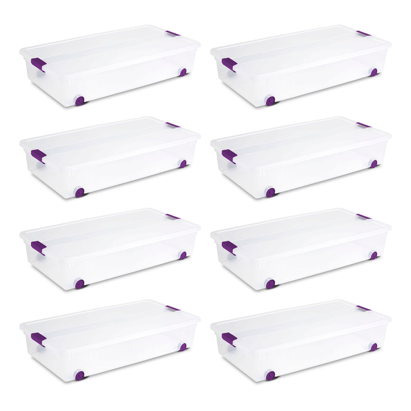 Sterilite 60 Quart ClearView Latch Storage Box Stackable Bin with Lid, 8 Pack