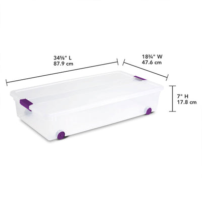 Sterilite 60 Quart ClearView Latch Lid Wheeled Underbed Organization Storage Box