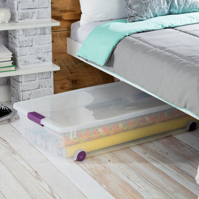 Sterilite 60 Quart ClearView Latch Lid Wheeled Underbed Organization Storage Box