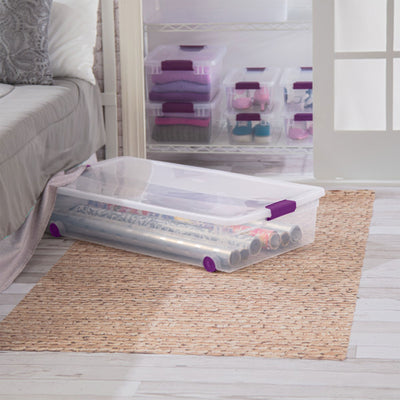 Sterilite 60 Quart ClearView Latch Lid Wheeled Underbed Organization Storage Box