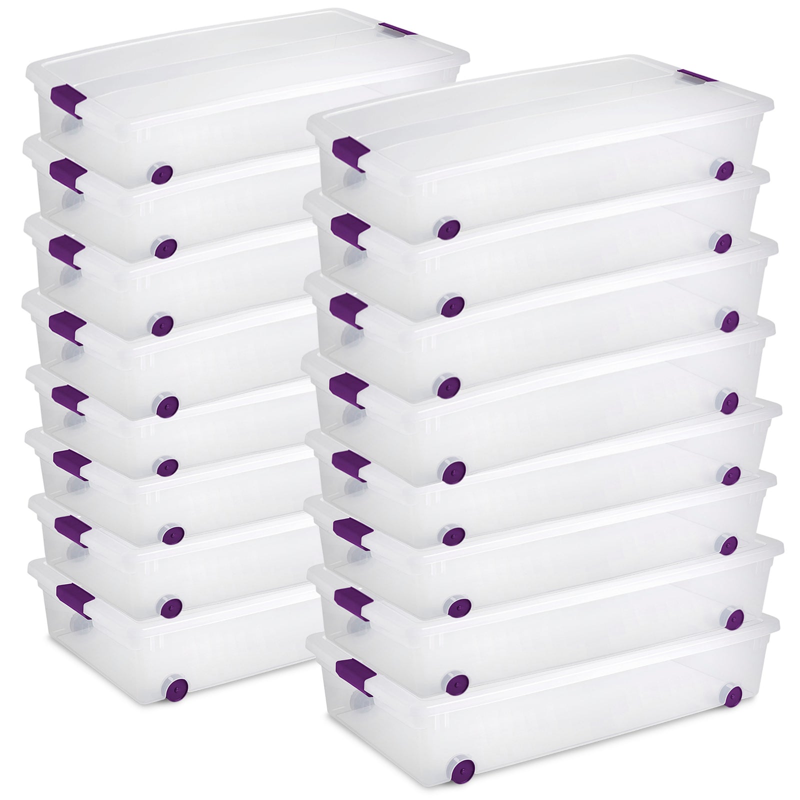 Sterilite 60 Quart ClearView Latch Lid Wheeled Underbed Storage Tote, (16 Pack) - VMInnovations