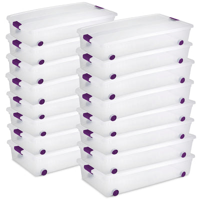 Sterilite 60 Quart ClearView Latch Lid Wheeled Underbed Storage Tote, (16 Pack) - VMInnovations