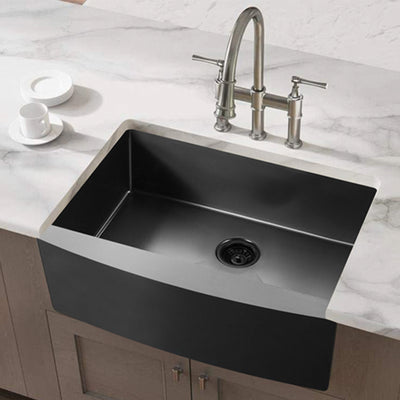 ALWEN 16ga. 33" Stainless Steel Farmhouse Kitchen Sink, Top/Undermount, Black