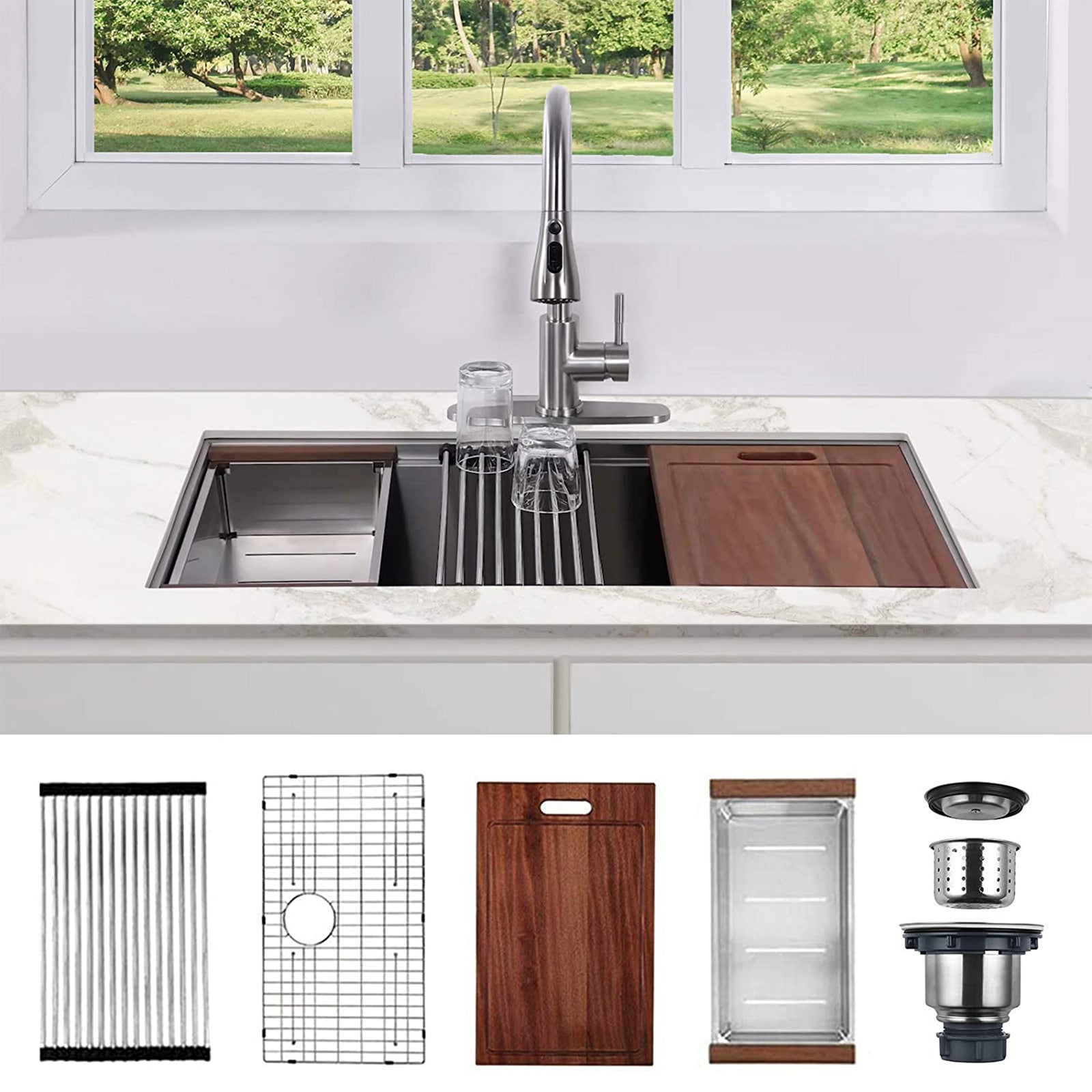 HausinLuck 30" Stainless Steel Workstation Kitchen Sink, Undermount, (Used) - VMInnovations