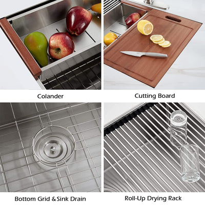 HausinLuck 30" Stainless Steel Workstation Kitchen Sink, Undermount, (Used) - VMInnovations