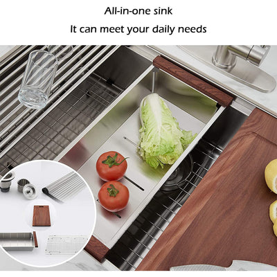 HausinLuck 30" Stainless Steel Workstation Kitchen Sink, Undermount, (Used) - VMInnovations