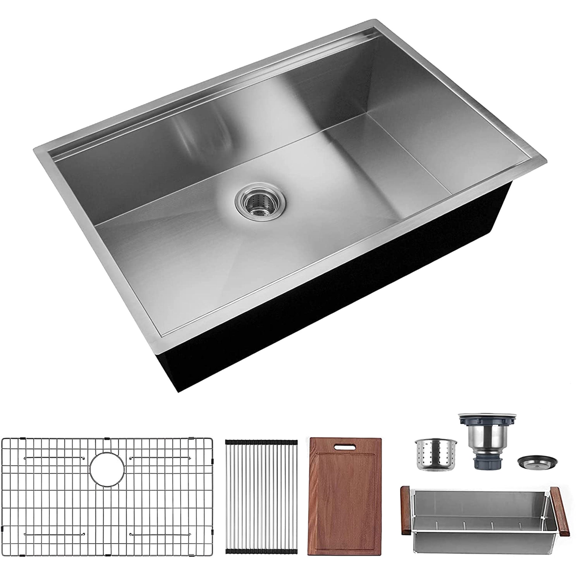 HausinLuck 32" Stainless Steel Workstation Kitchen Sink, Undermount, Brushed