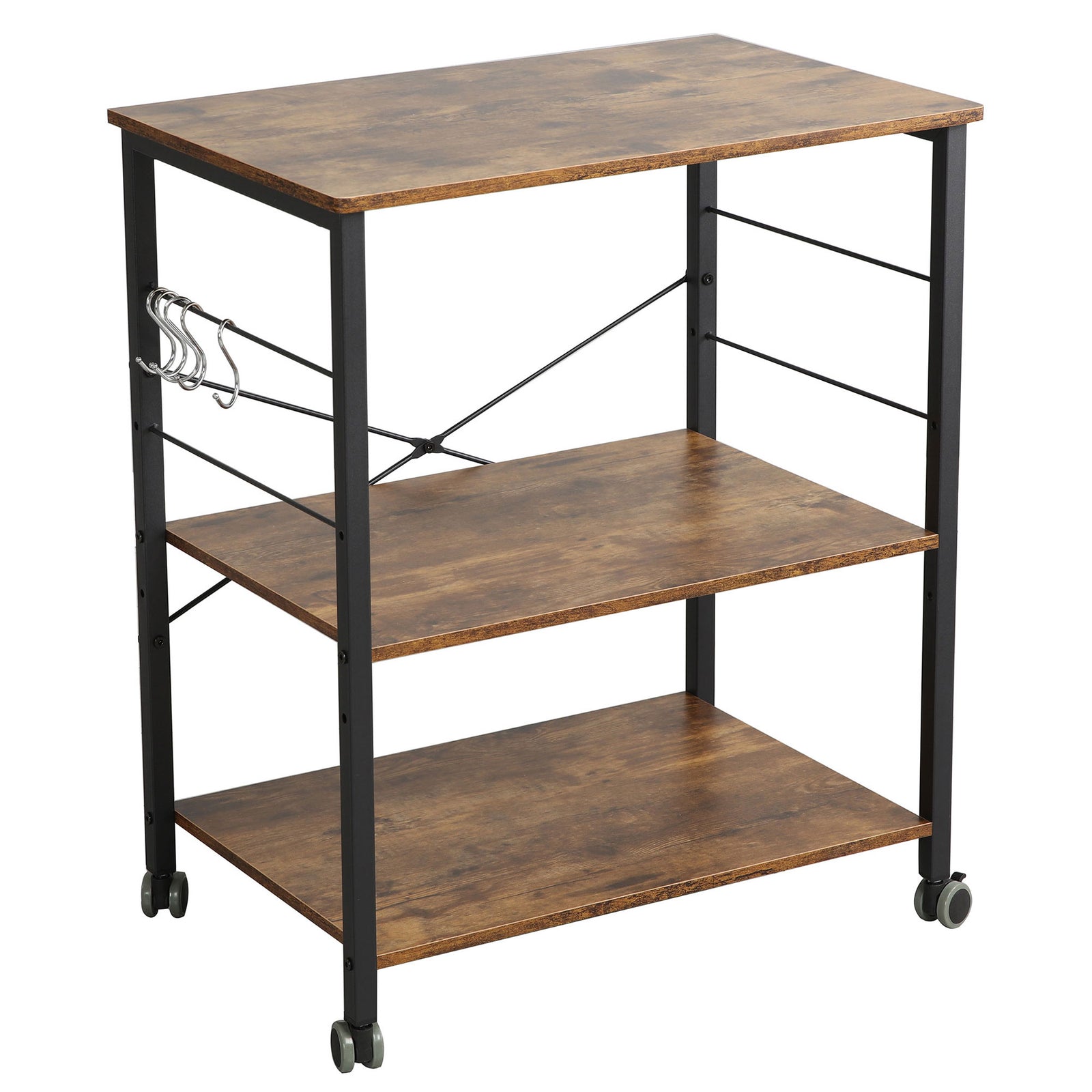Somdot Baker's Rack 23.6" Kitchen 3 Tier Microwave Stand, Brown (Open Box) - VMInnovations