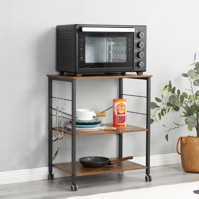 Somdot Baker's Rack 23.6" Kitchen 3 Tier Microwave Stand, Brown (Open Box) - VMInnovations