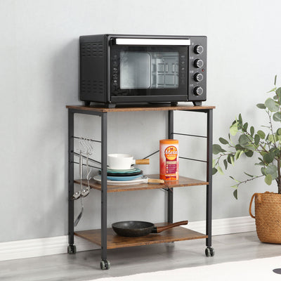 Somdot Baker's Rack 23.6" Kitchen 3 Tier Microwave Stand, Brown (Open Box)