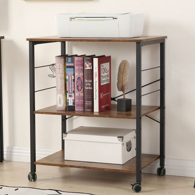 Somdot Baker's Rack 23.6" Kitchen 3 Tier Microwave Stand, Brown (Open Box) - VMInnovations