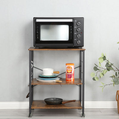 Somdot Baker's Rack 23.6" Kitchen 3 Tier Microwave Stand, Brown (Open Box) - VMInnovations