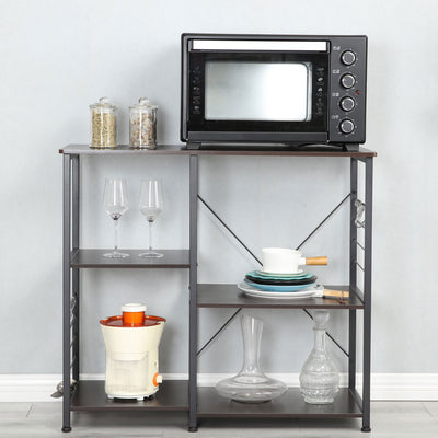 Somdot Baker's Rack 35.4 Inches Utility Double 3 Tier Microwave Stand, Black