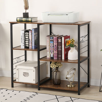 Somdot Baker's Rack 35.4 In Utility Double 3 Tier Microwave Stand, Rustic Brown - VMInnovations