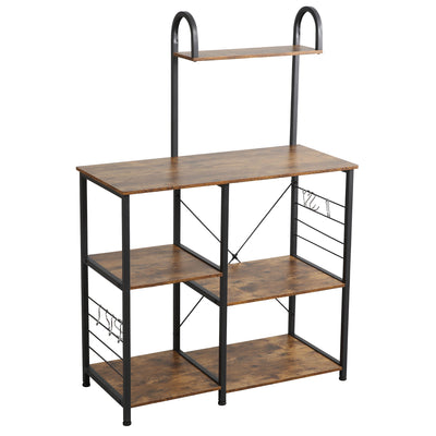 Baker's Rack 35.4 Inch 3 Tier and 4 Tier Microwave Stand, Rustic Brown (Used)