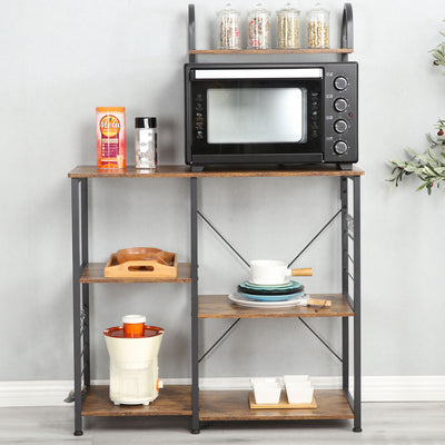 Somdot Baker's Rack 35.4 Inch 3 Tier and 4 Tier Microwave Stand, Rustic Brown