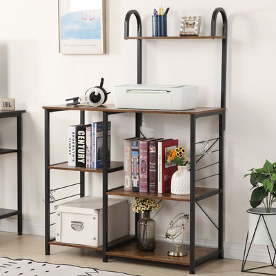 Baker's Rack 35.4 Inch 3 Tier and 4 Tier Microwave Stand, Rustic Brown (Used) - VMInnovations