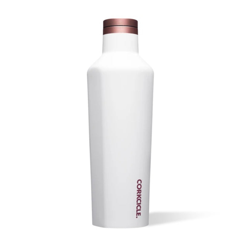 Corkcicle Classic 16oz Canteen Stainless Steel Water Bottle, White Rose (Used)