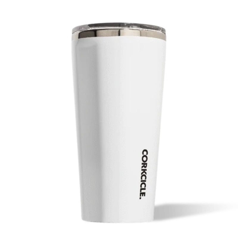 Corkcicle Classic 16 Ounce Stainless Steel Travel Tumbler with Lid, Gloss White