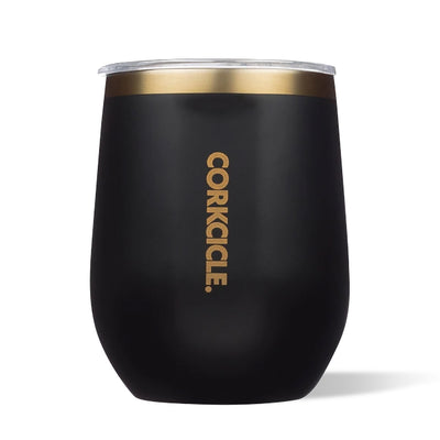 Corkcicle Classic Plus 12 Ounce Stainless Stemless Cup w/ Lid, Black (Open Box)