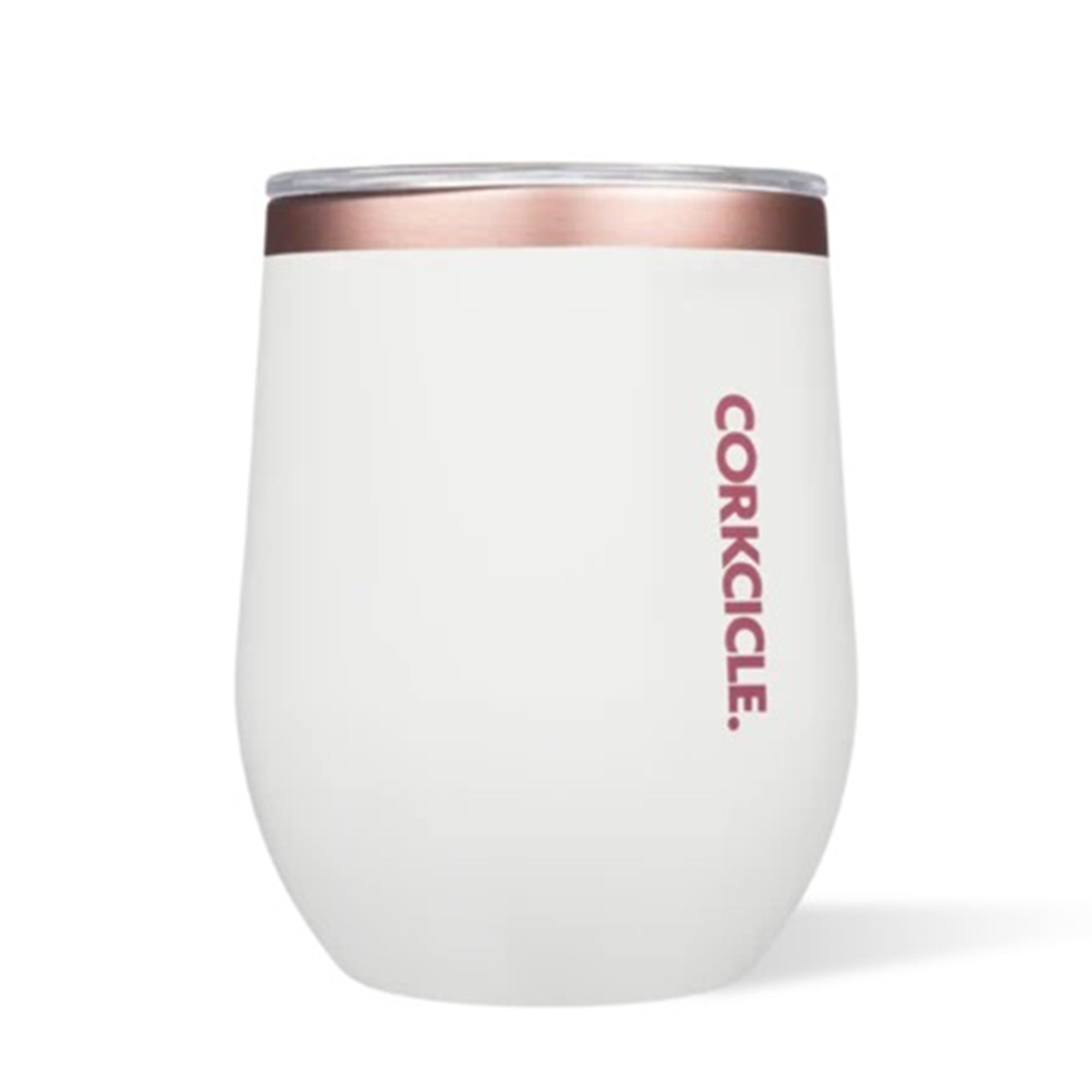 Corkcicle Classic 12oz Stainless Steel Stemless Cup w/ Lid White Rose (Open Box)