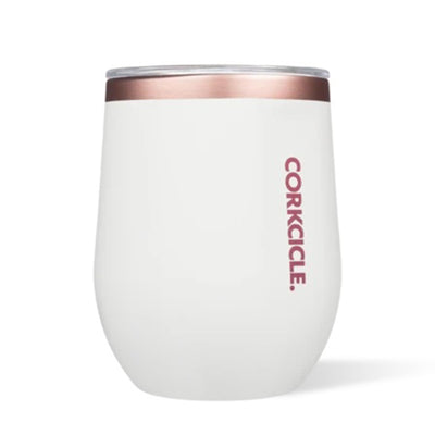 Corkcicle Classic 12oz Stainless Steel Stemless Cup w/ Lid White Rose (Open Box)