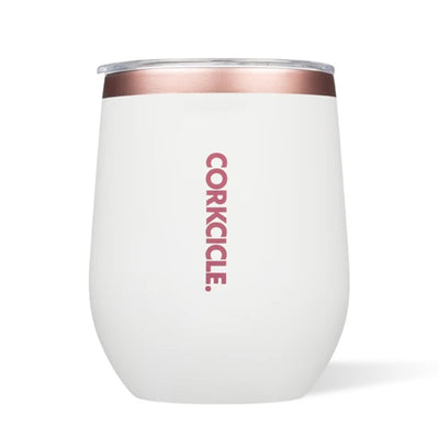 Corkcicle Classic 12oz Stainless Steel Stemless Cup w/ Lid White Rose (Open Box)