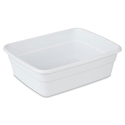 Sterilite Small Portable Rectangle Plastic 8 Qt Dish Pan Basin, White (12 Pack)