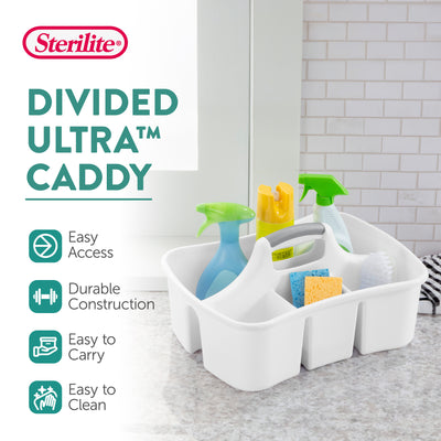 Sterilite Divided Storage Ultra Caddy with 4 Compartments and Handles (24 Pack)