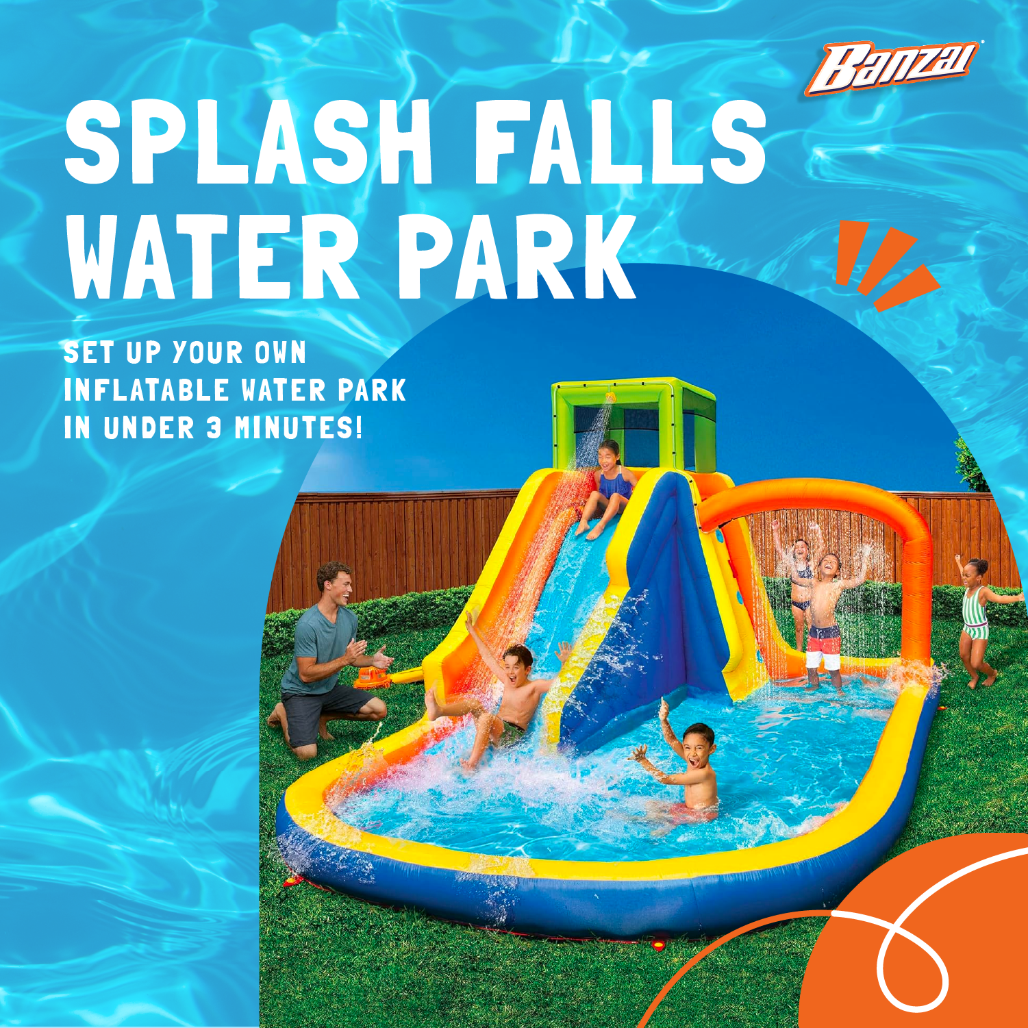Banzai Splash Falls Water Park Backyard Inflatable Waterfall Slide/Climbing Wall - VMInnovations