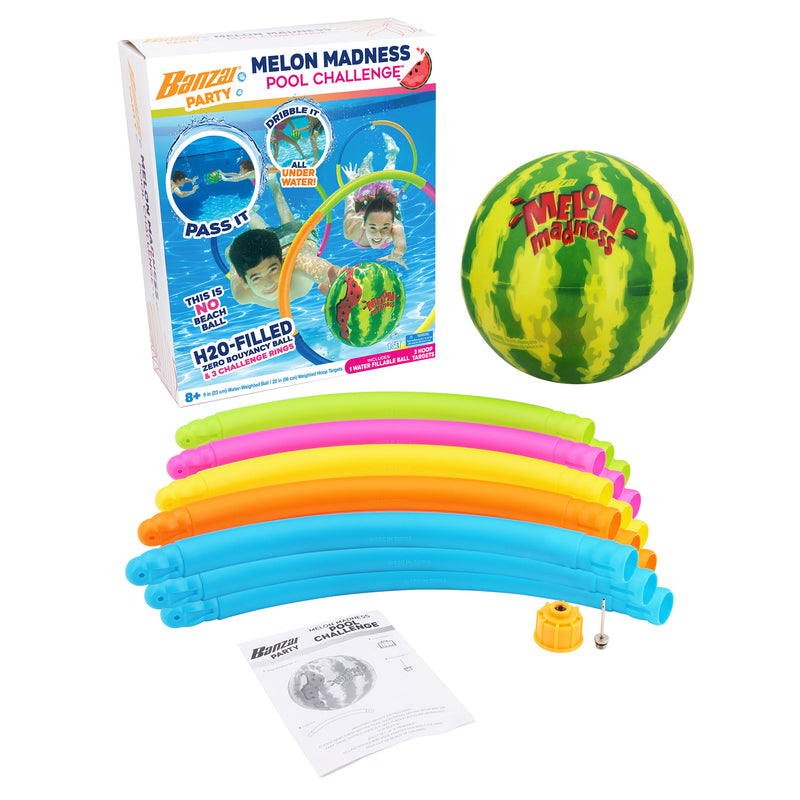 Banzai Melon Madness Pool Underwater Water-Filled Ball w/ Target Hoop (Open Box)