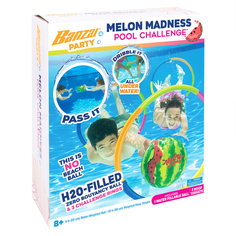 Banzai Melon Madness Pool Underwater Water-Filled Ball w/ Target Hoop (Open Box)