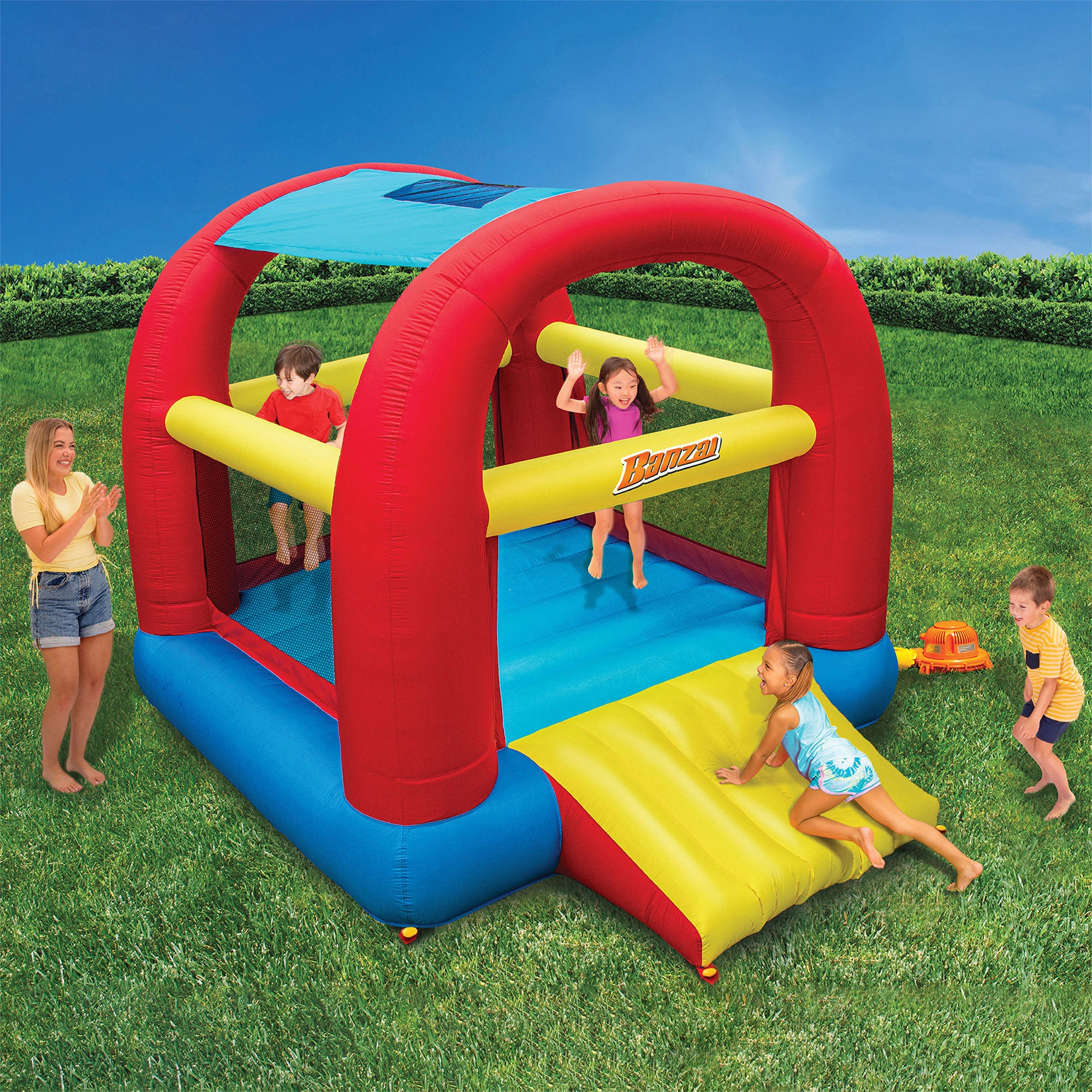 Banzai Cool Canopy Bouncer Outdoor Inflatable Slide/Shaded Bounce House (Used) - VMInnovations