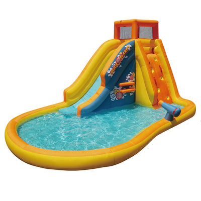 Banzai Duck Blast Water Park Inflatable Slide w/Pool Float & Water Cannon (Used)