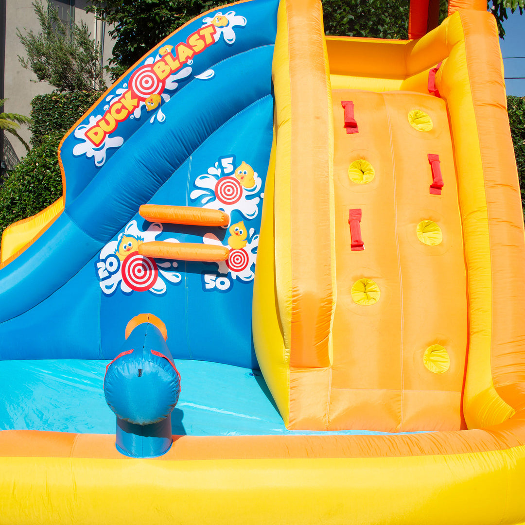 Banzai Duck Blast Water Park Inflatable Slide with Pool Float & Water Cannon