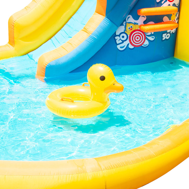 Banzai Duck Blast Water Park Inflatable Slide with Pool Float & Water Cannon