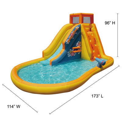 Banzai Duck Blast Water Park Inflatable Slide w/Pool Float & Water Cannon (Used)