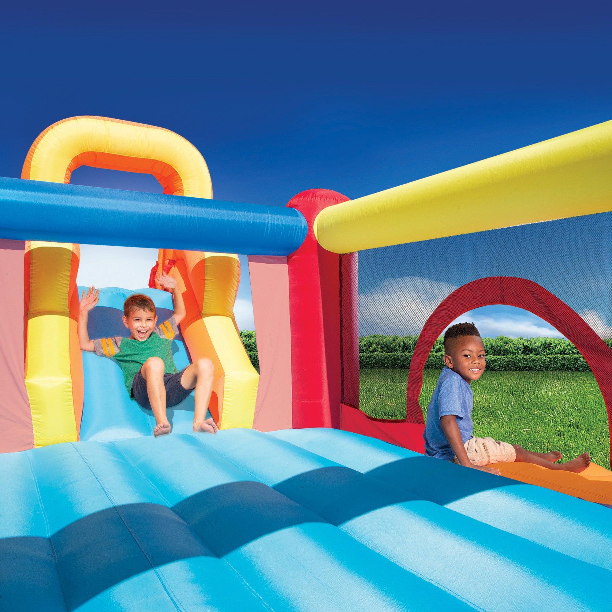 Banzai Double Slide Bouncer Inflatable Bounce House & Climbing Wall (Open Box) - VMInnovations