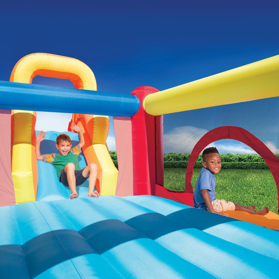 Banzai Double Slide Bouncer Inflatable Bounce House & Climbing Wall (Open Box) - VMInnovations