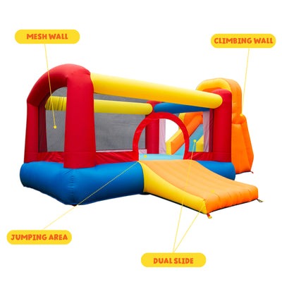 Banzai Double Slide Bouncer Outdoor Inflatable Bounce House & Climbing Wall - VMInnovations