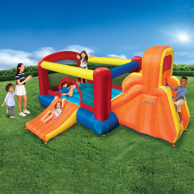 Banzai Toss Like A Boss Pong Lawn Game & Backyard Double Slide and Bounce House