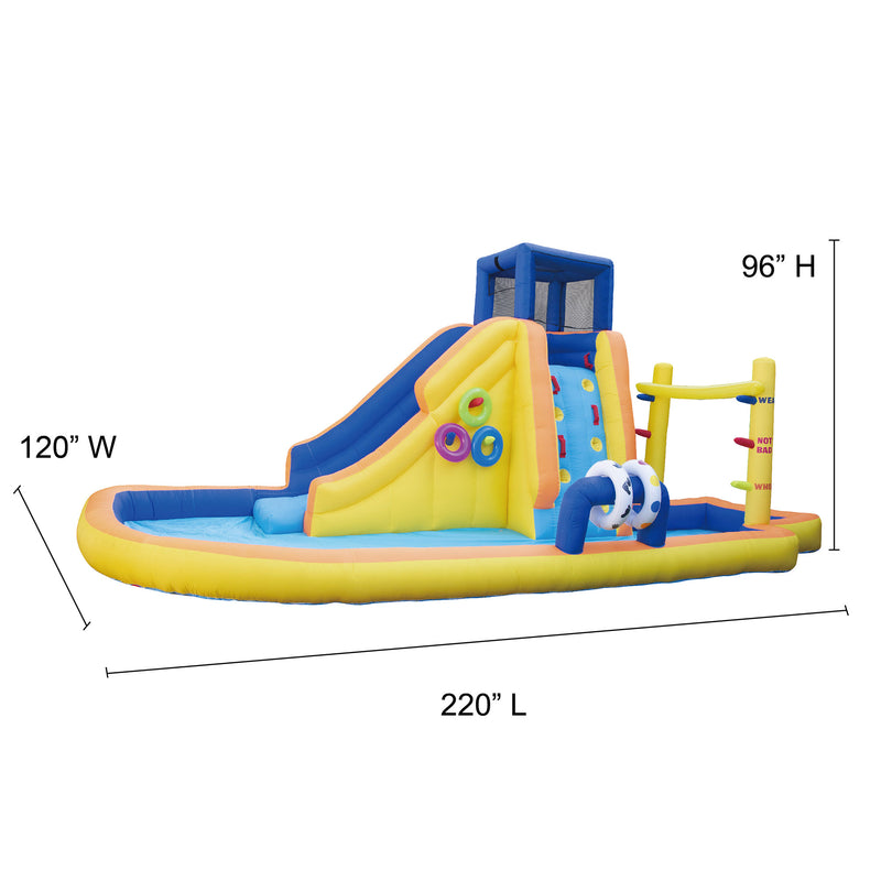 Banzai Inflatable Bounce House Water Game Park with Twister, Limbo, & Ring Toss