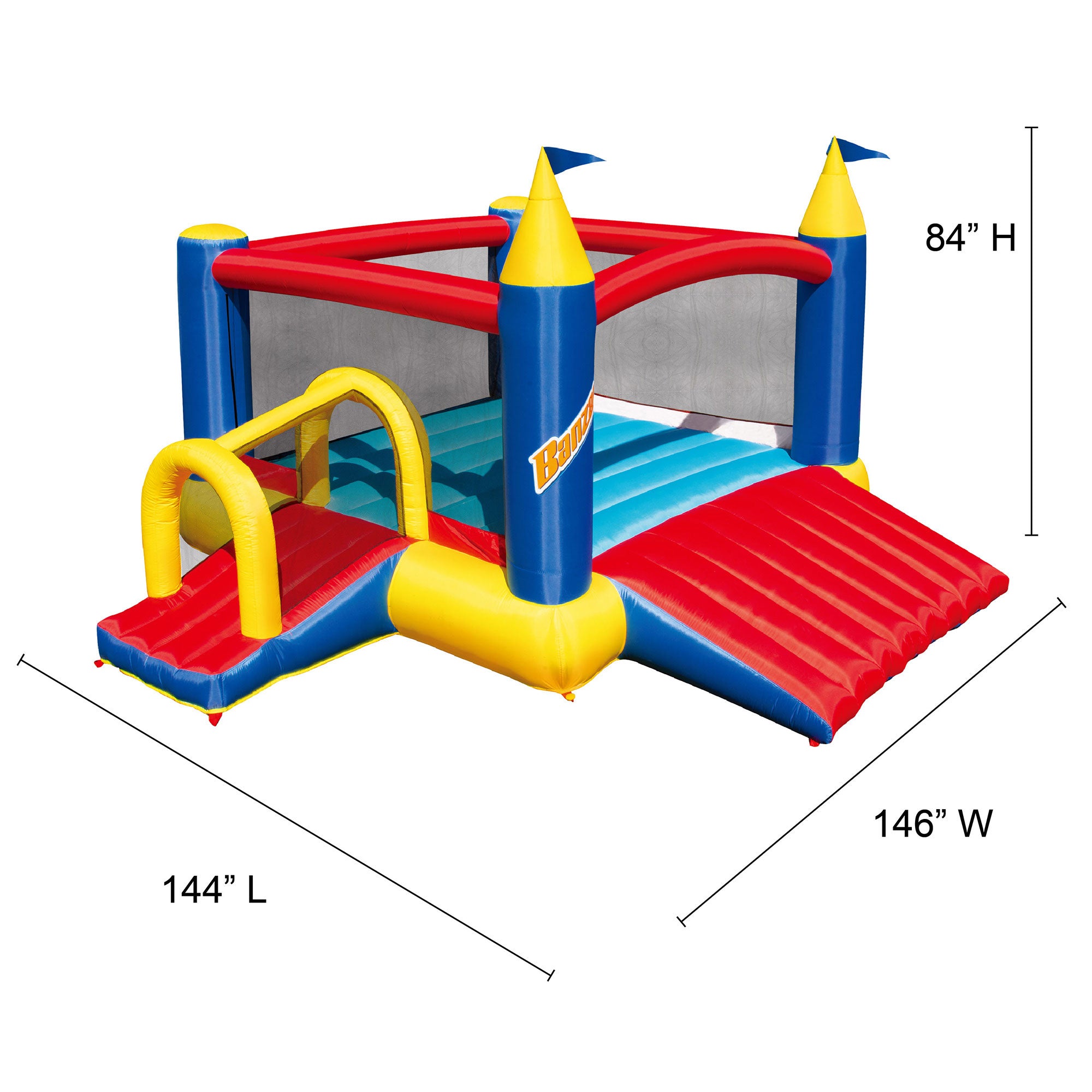Banzai Slide N Fun Slide and Bounce House w/ Battle Bop Combo and Pong Lawn Game - VMInnovations