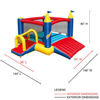 Banzai Slide N Fun Inflatable Slide and Bounce House w/ Soccer Net & Ball (Used) - VMInnovations