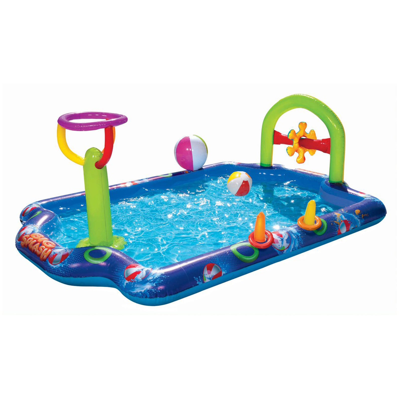 Banzai Big Splash Inflatable Play Center Pool with Beach Balls and Toss Rings - VMInnovations