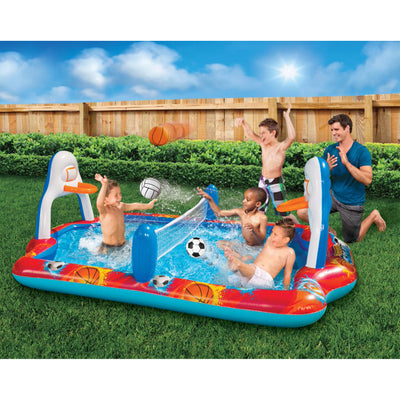 Banzai Outdoor Inflatable Sports Arena 4 In 1 Play Center Water Pool, Ages 3+ - VMInnovations